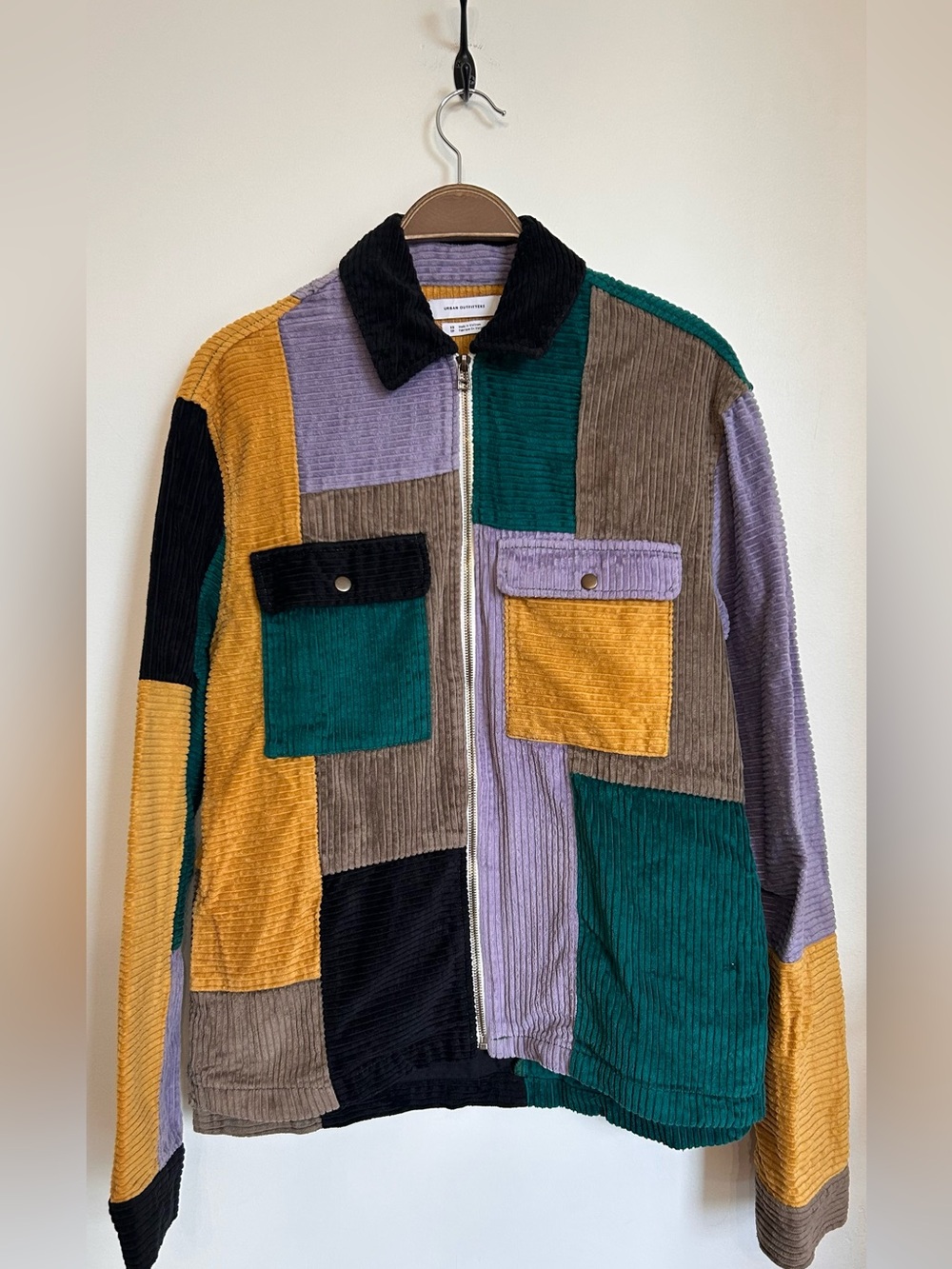 URBAN OUTFITTERS 100% COTTON COLOR BLOCK ZIPPERED CORDUROY SHACKET OVERSIZED